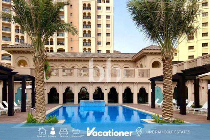 Vacationer Holiday Homes l Cozy 1 Bed l Jumeirah Golf Estate l Free Pool, Gym