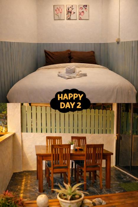 Happy Day 2, one private room "king size bed" and two open room with double bed each, total six people