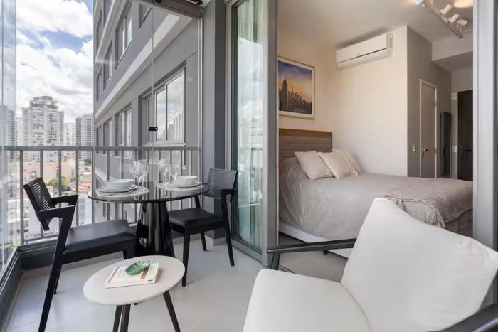 908 - Studio a 200m do Allianz Parque - Garagem e Cama Queen