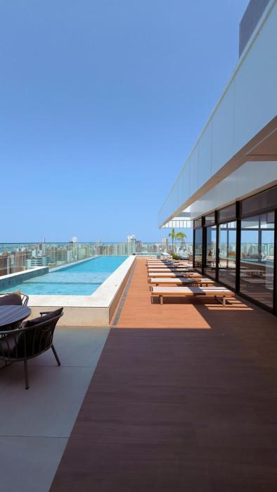 Studio Quartzo no Meireles com Piscina no Rooftop e Academia