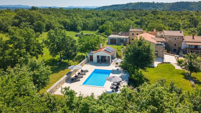 Family Casa Ida with pool and grill in Groznjan