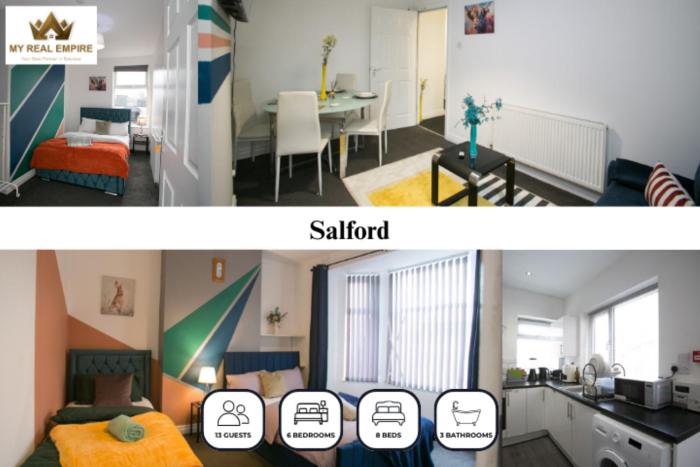 Modern 6BR Home - Salford Manchester - Sleeps 13 - Book Now for New Year