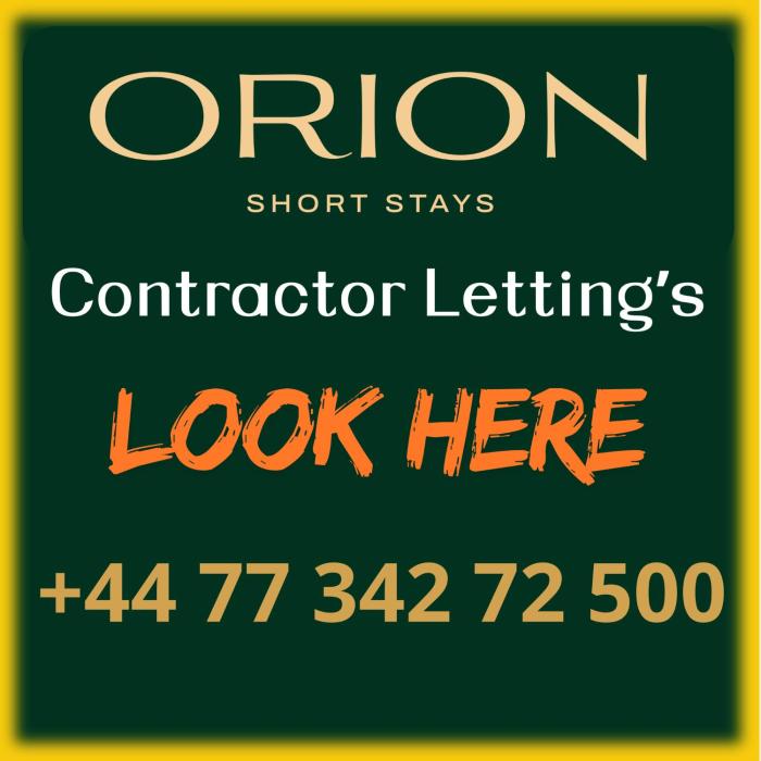 ORION SHORT STAYS is a Renewable Energy Specialist accommodation Provider based in Dundee, We have many properties available for large groups, ASK us for more details and for Custom Quotes, Many properties close to the PORTs and for Large Teams of 10