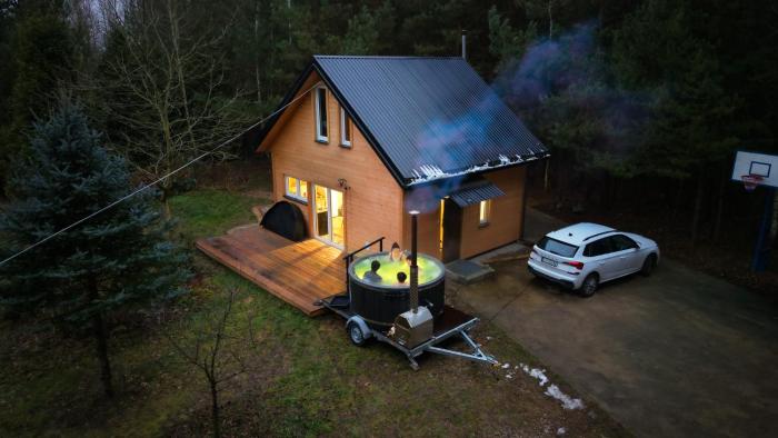 Domek w lesie nad stawem Sauna Balia Podlasie