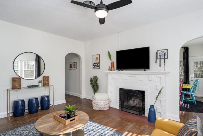 Colorful waterside home