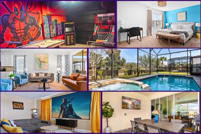 Marvel Game Room w Private pool in Family Resort!
