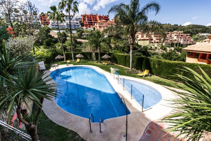 Sea View Apartment in Mijas Calahonda- 2 Communal Pools and Family-Friendly