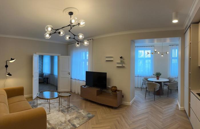 An apartment in central Riga with a view of the River
