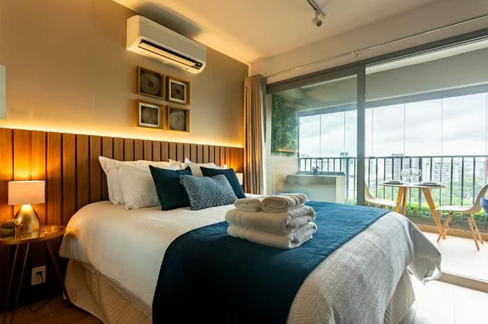 1221 - Studio totalmente equipado, próximo ao metrô e ao Shopping, com piscina e jacuzzi no Rooftop