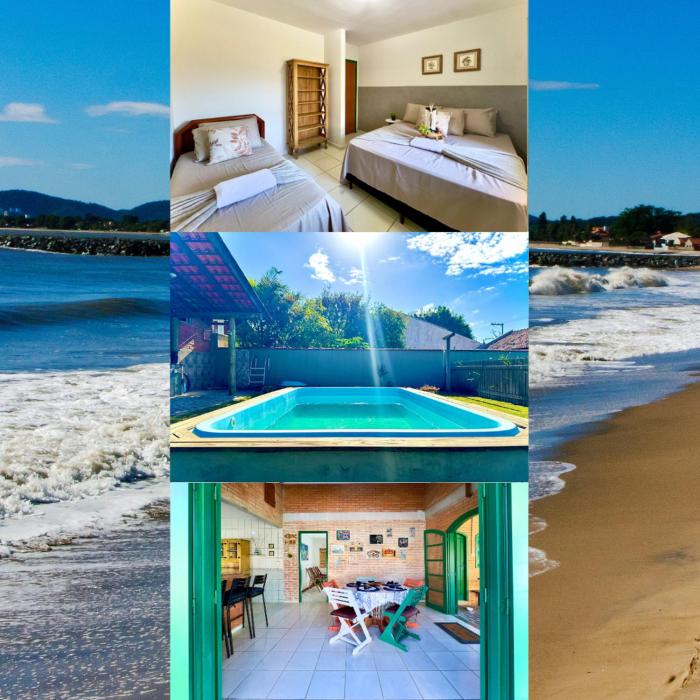 Casa Completa com Piscina Churrasqueira Wi-Fi e Garagem para 3 Carros a 500m da Praia Acomoda 11 Pessoas, 4 Quartos e Ar Condicionado