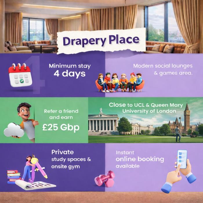 Student Only Stylish Ensuite at Drapery Place near Tower Hamlets and London Bridge