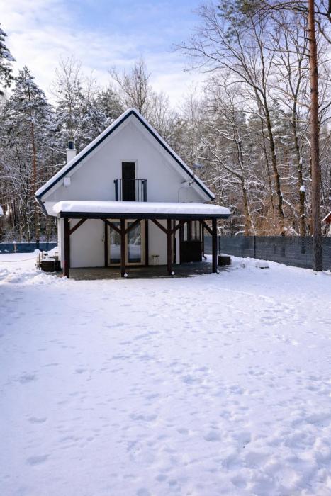 Domek w lesie blisko rzeki