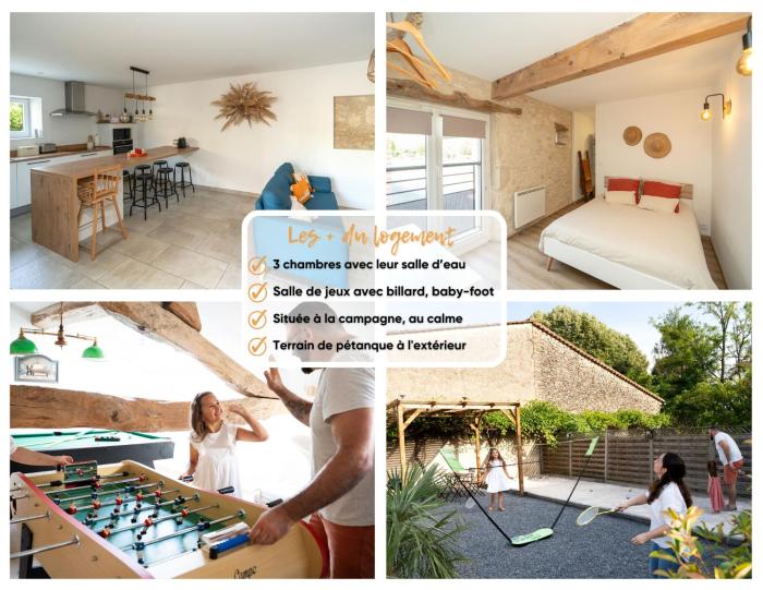 Maison de campagne 6 pers salle de jeux & pétanque