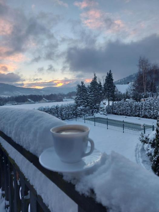 Dom lub apartamenty z widokiem na góry Wichrowe Wzgórza z basenem Brenna