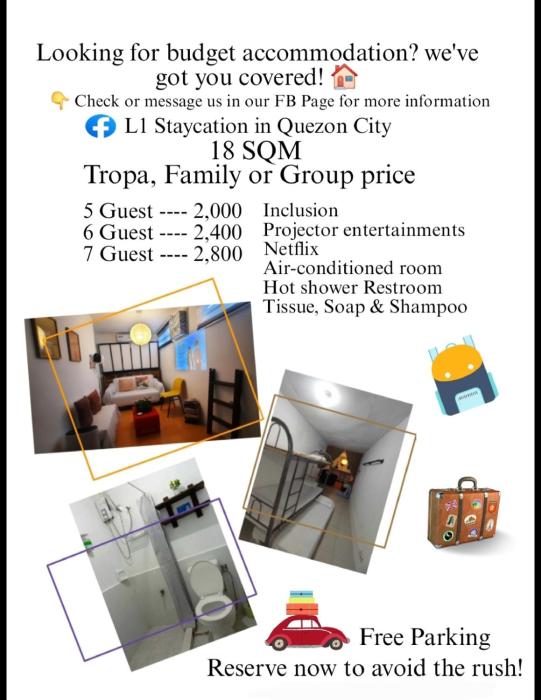 L1 Staycation in Quezon City 1Br or 2Br