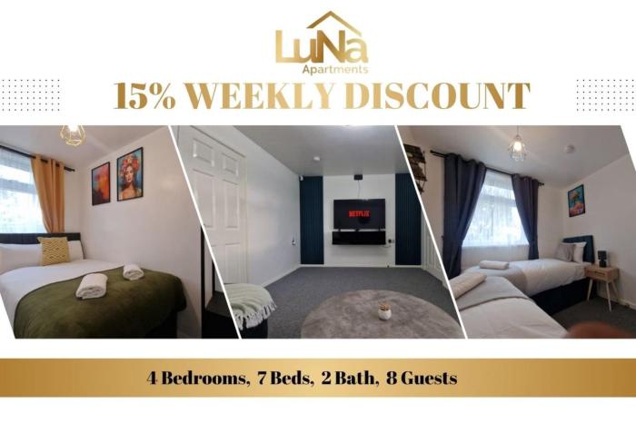 Spacious 4-Bedroom House with 2 Bathrooms Sleeps 8 Perfect for Families & Groups