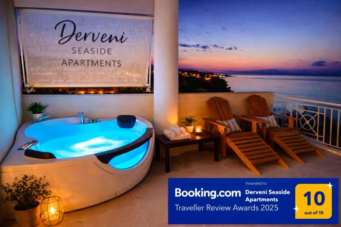 Derveni Seaside Apartments - Deluxe Sea View Penthouse Jacuzzi-BBQ & Groundfloor Garden View Apartment