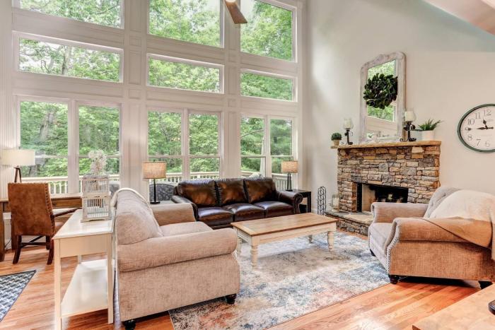 Modern Cabin-Big Canoe-Waterfalls-View-Game-Room-Dog Fence