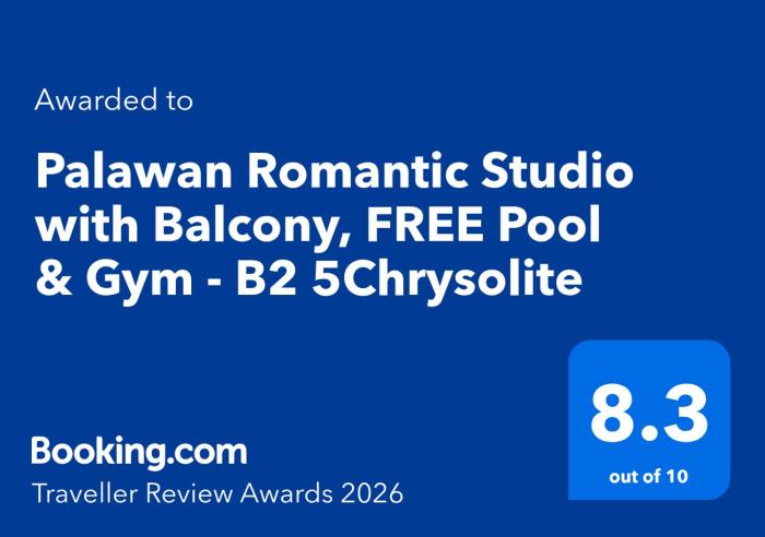 Entire Studio with Balcony, FREE Pool, FREE Parking & FREE Gym near Airport - B2 5Chrysolite