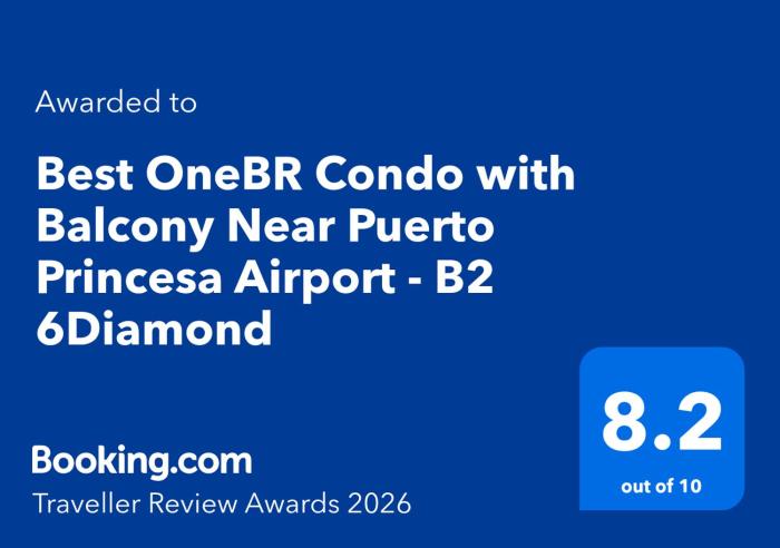 OneBR Condo with Balcony Near Puerto Princesa Airport - B2 6Diamond