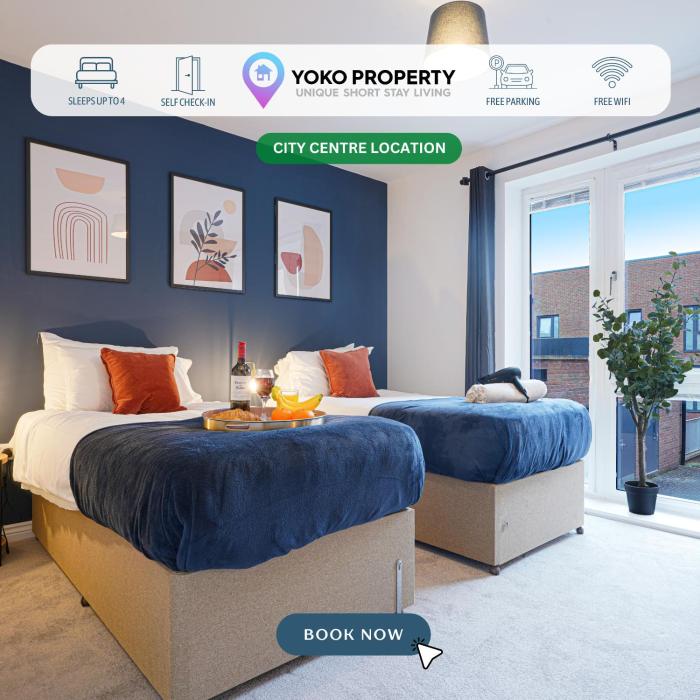 Beautiful Apartment in Central MK with Balcony, Free Parking & Smart TV with Netflix by Yoko Property