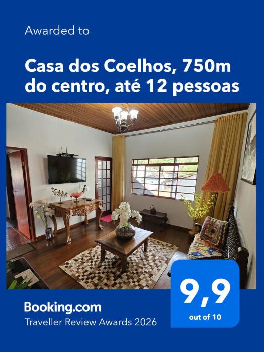 Casa dos Coelhos, 750m do centro, até 12 pessoas