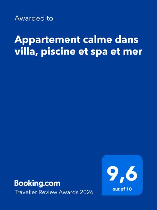 Appartement calme dans villa, piscine et spa et mer