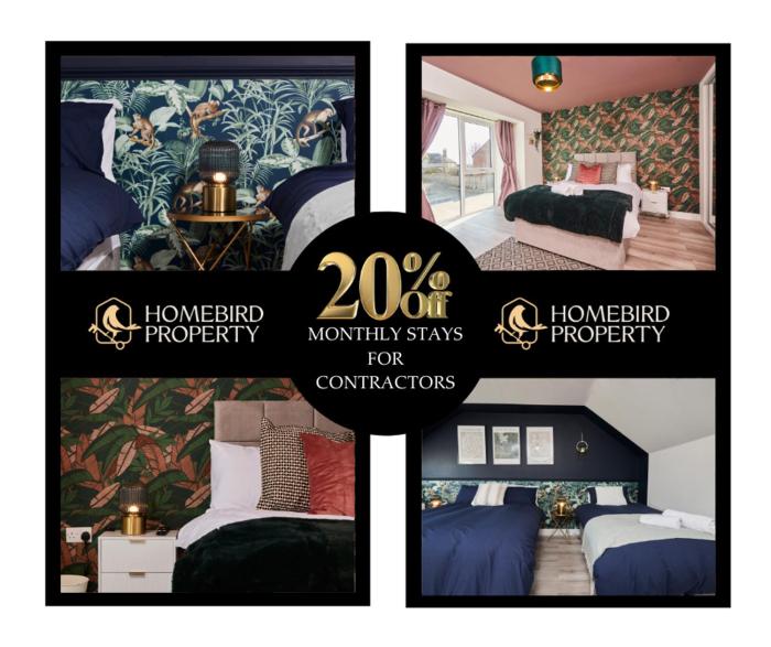 Spacious 4BDR House By Homebird Property Management Short Lets & Serviced Accommodation Leeds With Private Parking & Garden