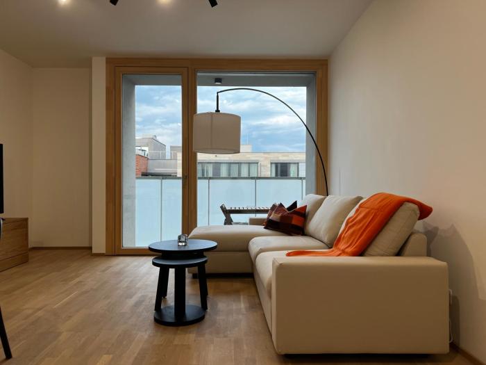 Elegant Prague Flat with Balcony, Workspace, Garage