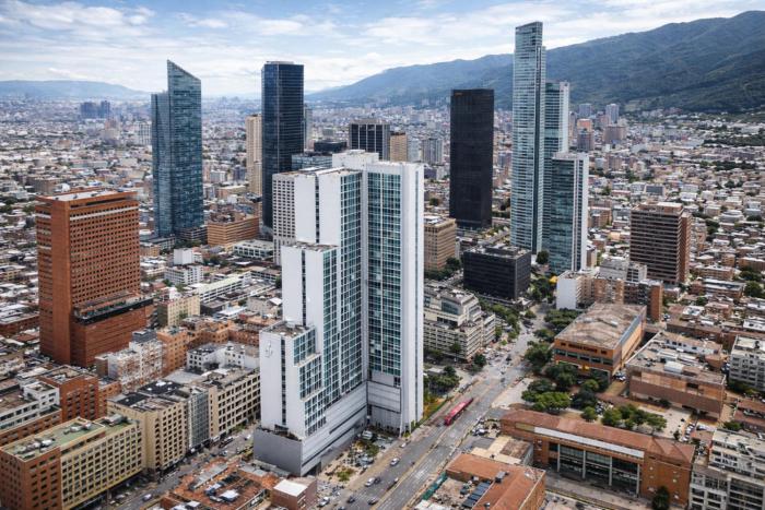 An elegant, stylish modern apartment featuring breathtaking panoramic views