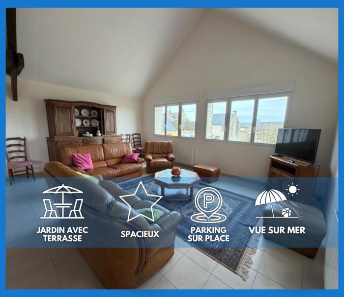 Ecume maison spacieuse lumineuse 1km de la plage vue mer des plages du débarquement, 2 sdb, 2 WC, parking privatif, terrasse près de Bayeux