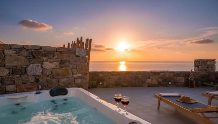 Intimate Mykonos Luxury Suite w Jacuzzi & Sea View