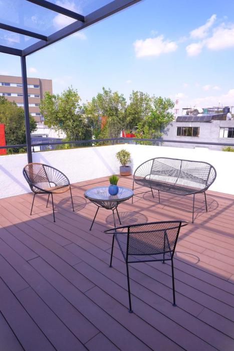 Linda terraza en la vibrante Roma Norte