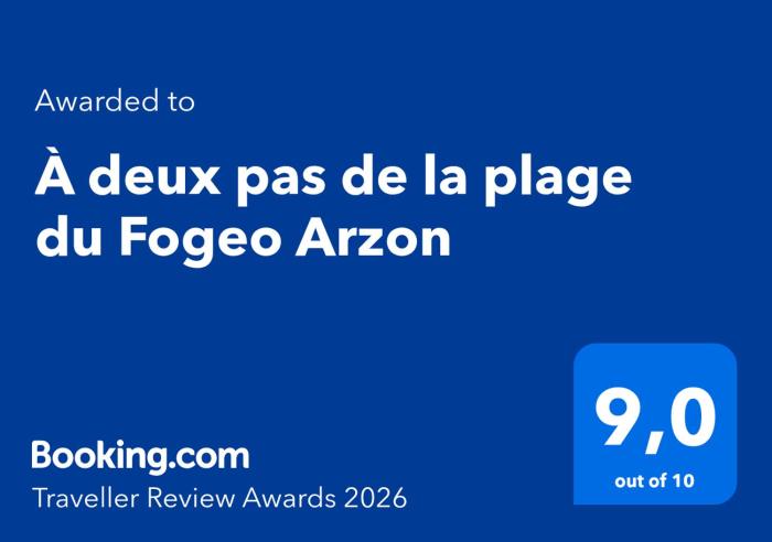 À deux pas de la plage du Fogeo Arzon