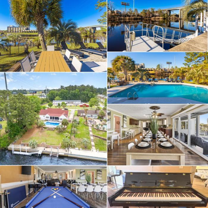 Paradise on Ocean Waterway Huge 5000 sq ft w Private Pool, Boat Dock, Grand Piano, Game Tables, BBQ, 1 acre Yard, Crib, Sleeps 34