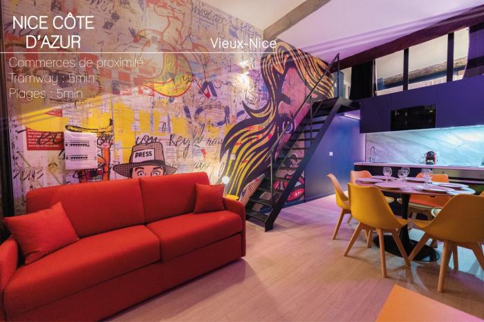 Loft de 6 couchages, bord de mer à Nice