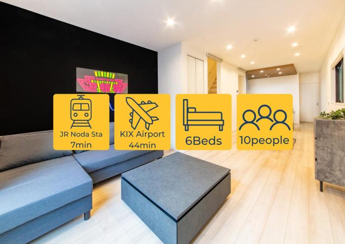 Naniwa BLUE-大阪駅4分-なんば駅7分-ユニバーサルシティ駅5分-最大10名貸切