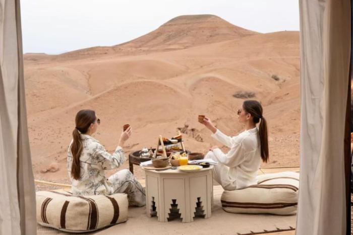 6h Luxury Agafay Desert Camp near Marrakech Sunset Dinner & Live Show with PICKUP