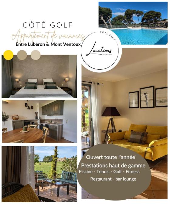 Côté Golf, bel appartement RDC avec terrasses dans Golf, piscine, tennis, à 5mn de lIsle sur la Sorgue
