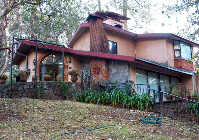 Cabin with fireplace and grill