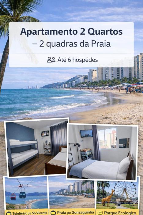 2 quadras da praia - Apto completo em São Vicente ideal para família e trabalho