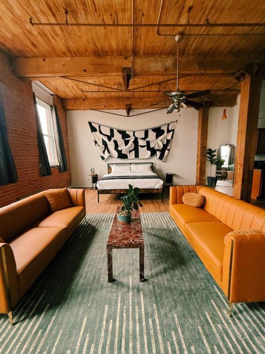 420 friendly Artsy walk Riverfront Loft King Bed