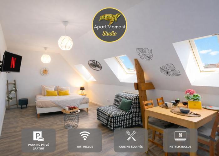 Studio avec parking privé gratuit, proche centre-ville