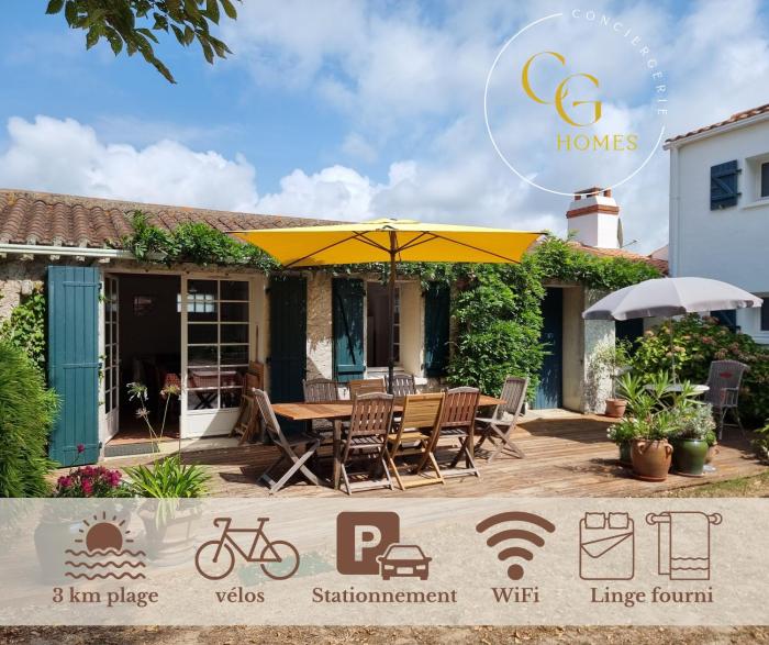 Maison de charme, Grand jardin, 3km plages, WiFi