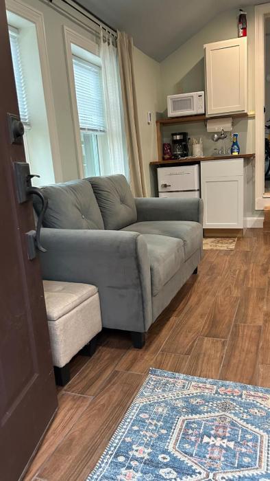 Terrific cozy studio space with kitchenette and patio