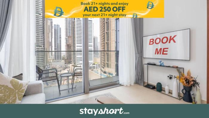 Free housekeeping visits during your stay - StayShort - Dubai Marina flat sleeps 3 with City Views