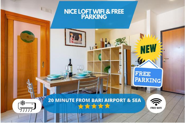 20 min Airport & Sea Nice Loft WIFI Free Parking