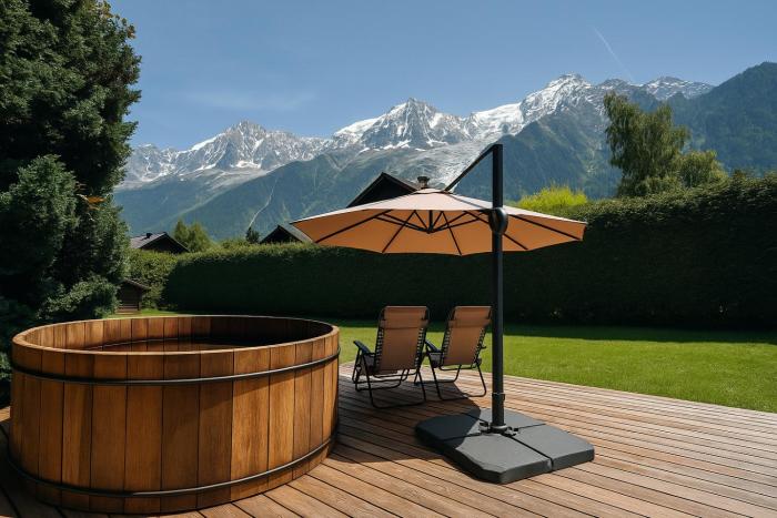 Luxurious Chalet With Breathtaking Mont Blanc Massif Views From Hot Tub and Garden plus Sauna