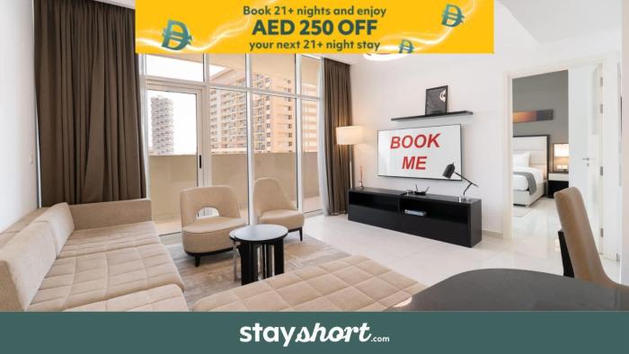 Free housekeeping visits during your stay - StayShort - 1 Bed in JVC Sleeps 4 with City Views