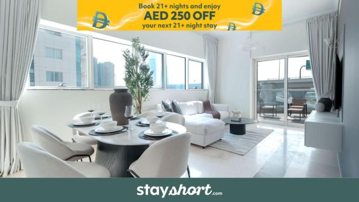 Free housekeeping visits during your stay - StayShort - Dubai Marina 2 bed for 4 in a Great Location